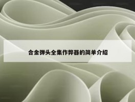 合金弹头全集作弊器的简单介绍