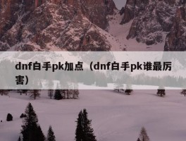 dnf白手pk加点（dnf白手pk谁最厉害）